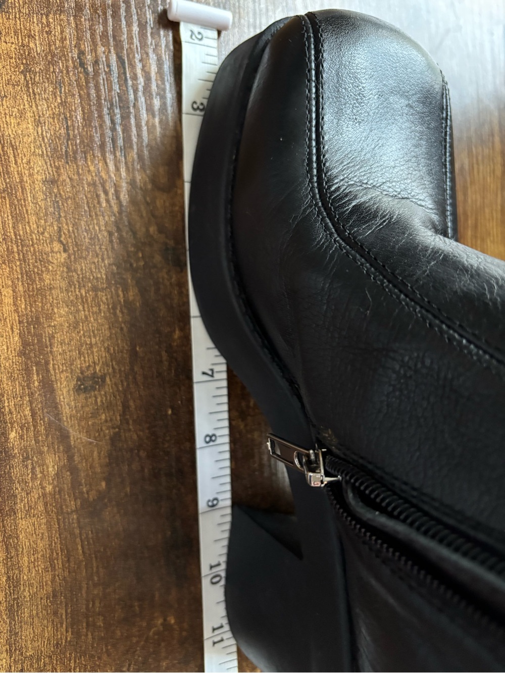 Steve Madden Black Leather Square Toe Platform Heeled Ankle Boots 7M - Picture 9 of 11